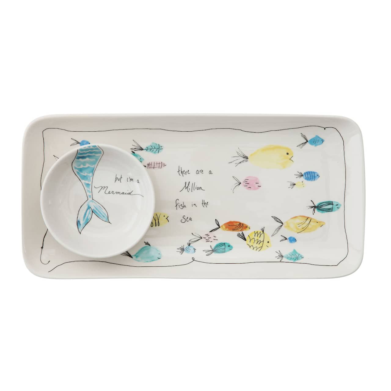 Hello Honey® Fish in the Sea Stoneware Rectangular Plate & Bowl Set